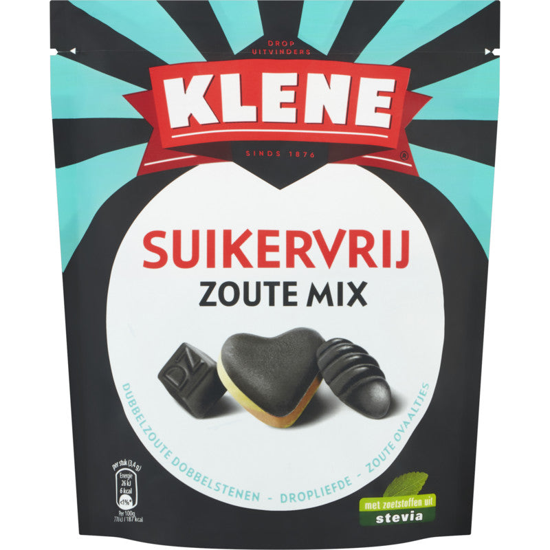 Klene Dropmix Zout Suikervrij / Assorted Salt Licorice Sugarfree 175g